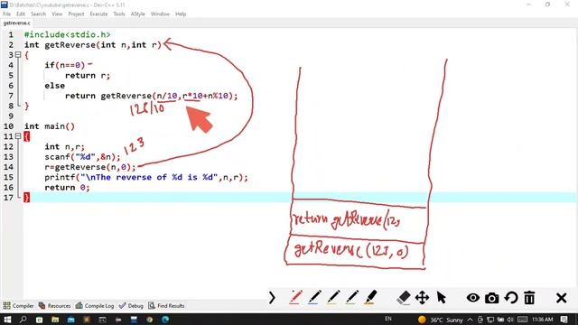 c program to reverse integer using recursive function смотреть онлайн