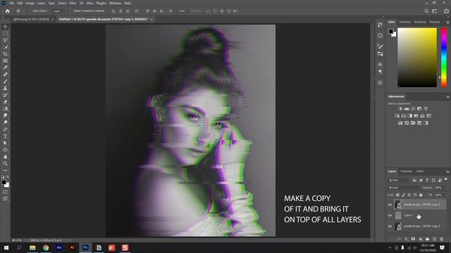 How to create Glitch Effect in Photoshop смотреть онлайн