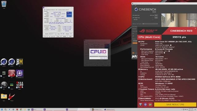(14900K HT Off) Cinebench R23  | 14900K 6.3Ghz + RTX 4090 + 8800MT + Z790 Apex Encore