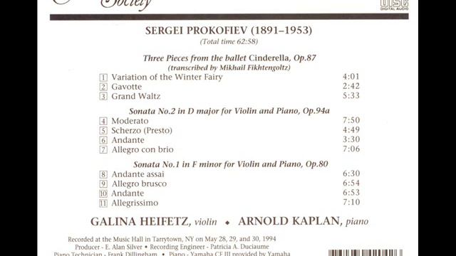 07. Prokofiev - Sonata No. 2 In D Major For Violin And Piano, Op. 94a - Allegro Con Brio