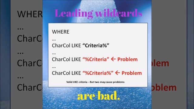 Avoid using LIKE with leading wildcards - SQL Smell смотреть онлайн