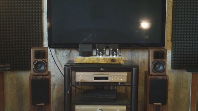 Играет 2х полосная акустика Fostex FW100 + вЧ Mission