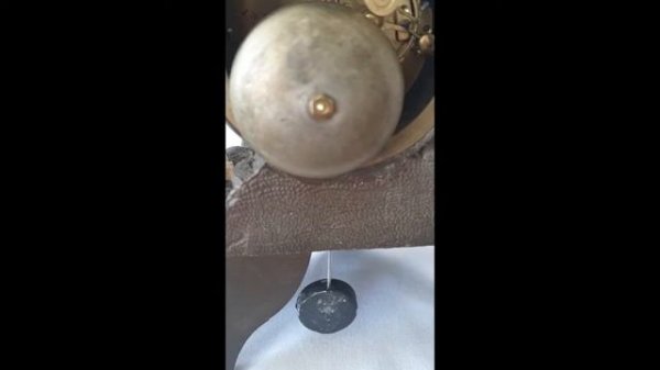 Antique French Mantel Clock In Bronze And Brass With Pendulum And Bell Strike Medium