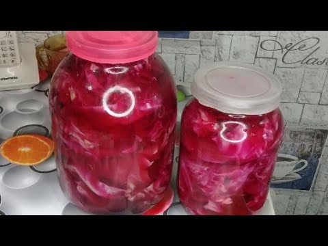 Быстрая маринованная капуста со свеклой! Капуста  быстро и вкусно..mp4