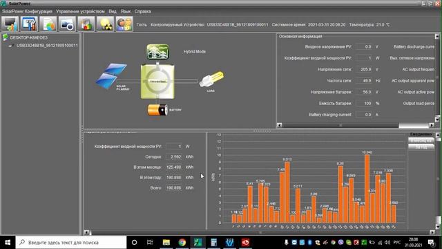 Выработка солнечной станцией 1,2 к Ватта за март 2021 смотреть онлайн
