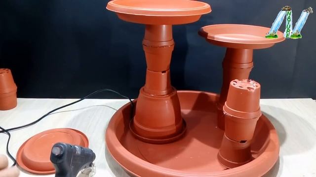 How to make Terracotta Fountain with plastic pots / DIY смотреть онлайн