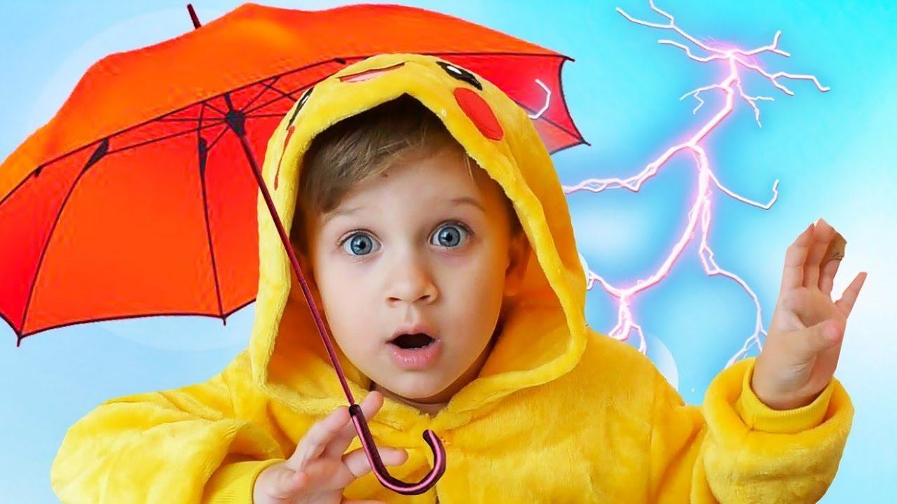 Roma pretend play with color Umbrellas, Learn colors and Nursery Rhymes for children, fun learning смотреть онлайн