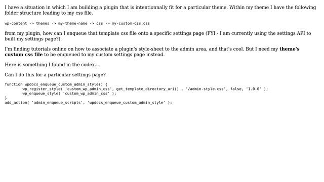Wordpress: How to enqueue a theme style-sheet to my admin settings page? смотреть онлайн