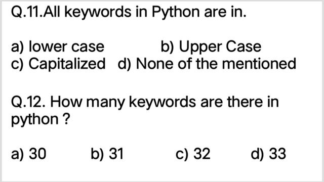 MOST 20 IMPORTANT MCQ OF PYTHON WITH ANSWERS. смотреть онлайн