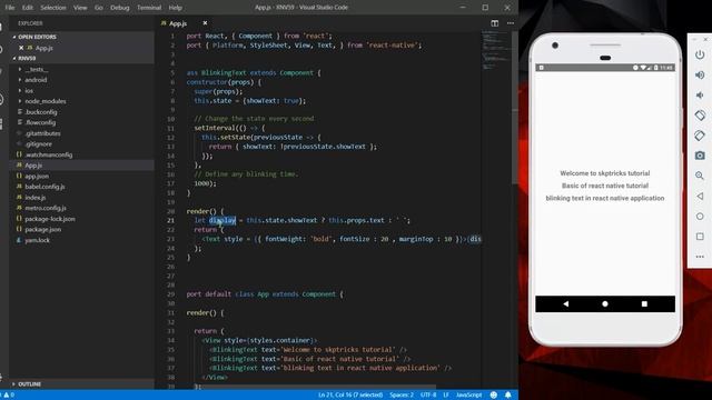 Add Blinking Animation on Text in React Native смотреть онлайн