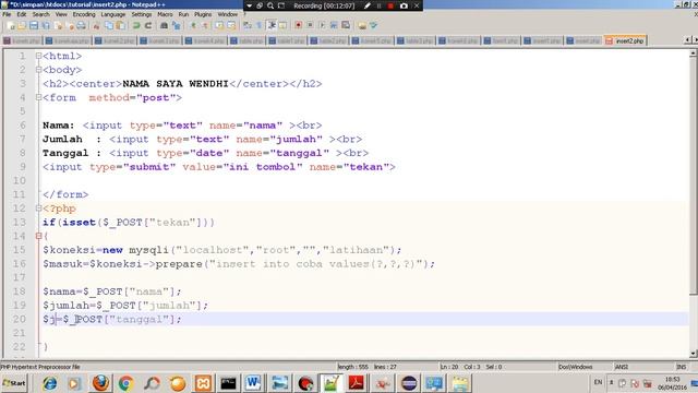 Tutorial php part 12 cara memasukkan data ke database смотреть онлайн