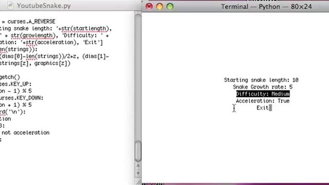 Python Curses Snake Tutorial 9: Changing global variables смотреть онлайн