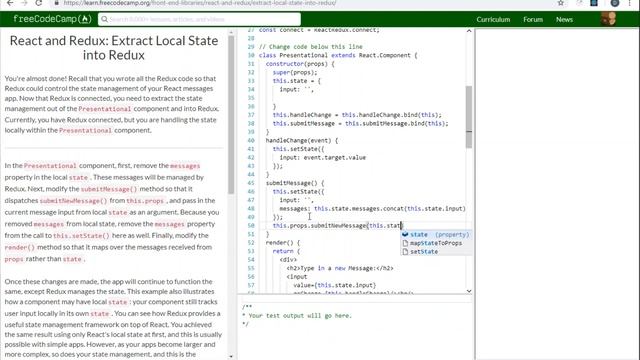 FCC: React and Redux: Extract Local State into Redux (9) смотреть онлайн