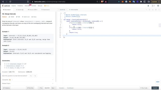Visualize Leetcode 56: Merge Intervals смотреть онлайн