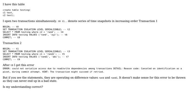 Databases: Isolation level serializable not working as expected? смотреть онлайн
