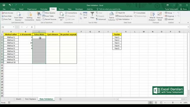Data Validation (+ iki ədəd maraqlı Custom) - Excel dərsləri #45 смотреть онлайн