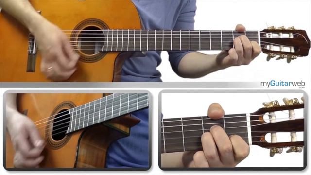 Guitar Lesson: Basic Chord progression Am-Dm-E7-Am with a backingtrack смотреть онлайн
