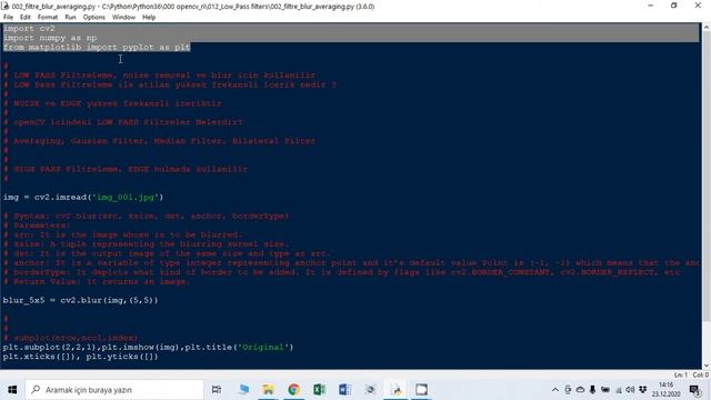 OPENCV Python Ders 25: Alçak Geçiren Filtreler 2: cv2.blur() metodu ile ortalama filtre смотреть онлайн