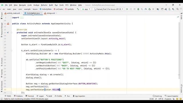 3 (three) AlertDialog Button & Position Android Studio Java смотреть онлайн