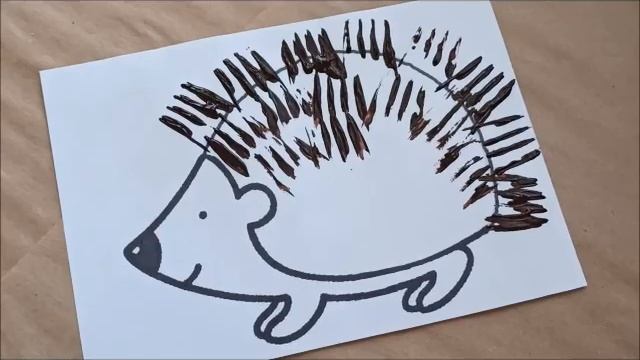 Как нарисовать ежика вилкой