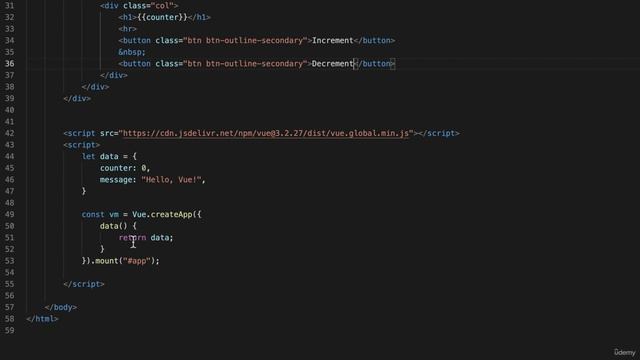 02 - Getting Started with Vue - 005 Adding a counter смотреть онлайн