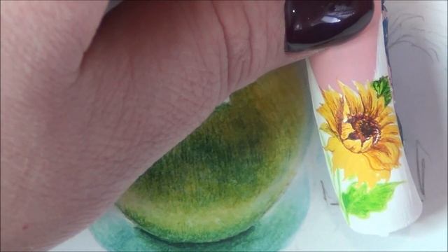 Рисуем подсолнух на ногтях/Рисунок подсолнуха/Роспись ногтей/Дизайн ногтей/Nail art painting смотреть онлайн