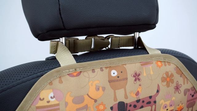 Накидка на спинку сиденья автомобиля из ткани Оксфорд с карманами. Цвет: собаки на беж. Промо-ролик смотреть онлайн