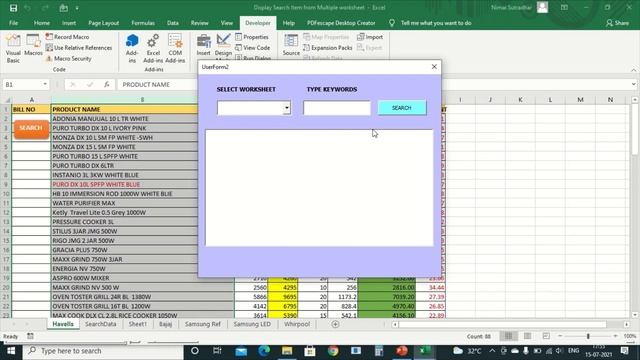 Display search result in listbox from multiple worksheet in Excel vba смотреть онлайн
