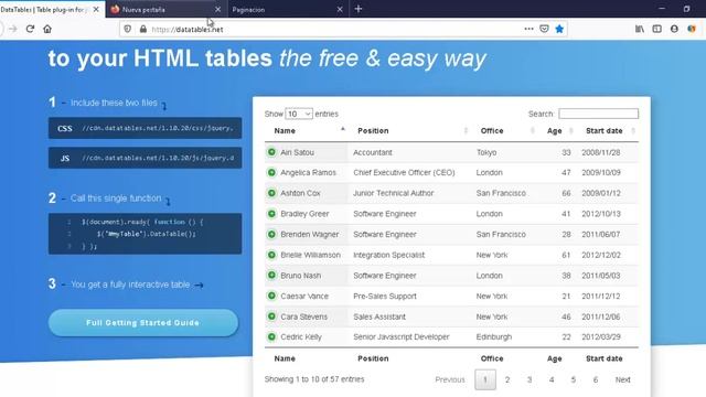 Paginacion Tablas HTML смотреть онлайн