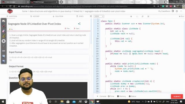 Segregate Node of LinkedList Over Pivot Index | GeeksForGeeks Solution In Hindi смотреть онлайн