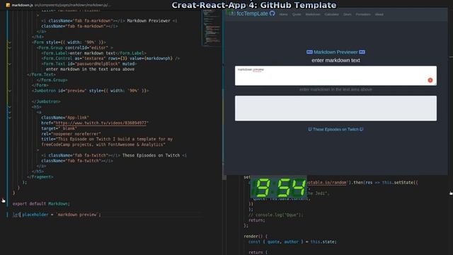Creat-React-App 4: GitHub Template for FreeCodeCamp.com MarkDown Previewer смотреть онлайн