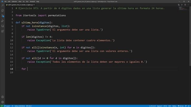 Python - Ejercicio 973: A Partir de 4 Dígitos Dados en una Lista Generar la Última Hora del Día смотреть онлайн