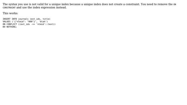 Databases: ON CONFLICT ON CONSTRAINT fails saying constraint doesn't exist (2 Solutions!!) смотреть онлайн