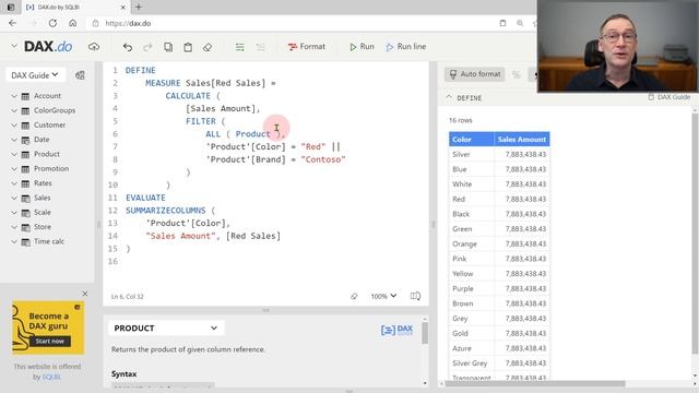 Specifying multiple filter conditions in CALCULATE смотреть онлайн