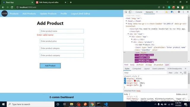 React and node JS project #21 React js Form validation смотреть онлайн
