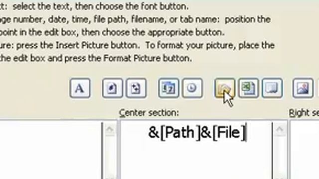 Microsoft Office Excel 2003 Insert a file name in a header or footer смотреть онлайн