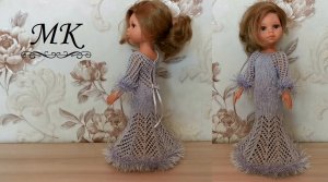 Ажурное платье спицами для куклы Паола Рейна, мастер-класс. Платье для куклы своими руками