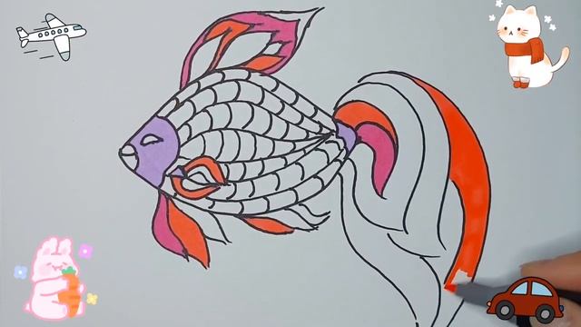 РИСУЕМ МАРКЕРАМИ РЫБКУ/для срисовки/рисунки для детей смотреть онлайн