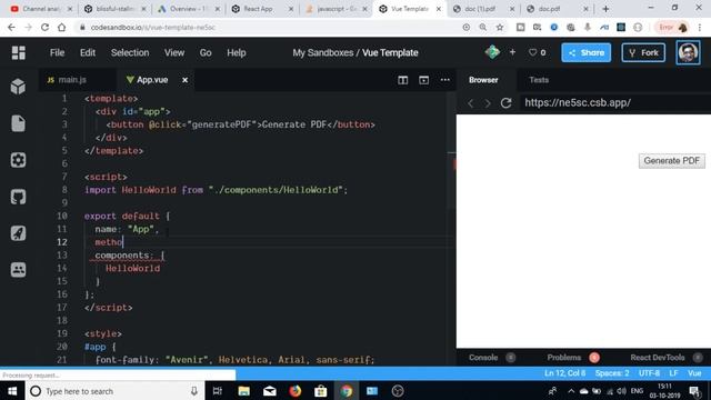 jsPDF Tutorial | Generating PDF in Vue.js | HTML to PDF in Vue.js смотреть онлайн