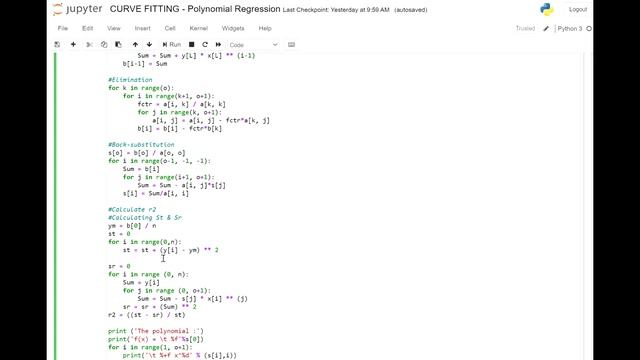 Polynomial Regression using Gauss Elimination - Python Code смотреть онлайн