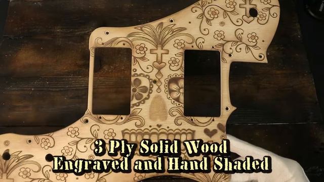 Fender Telecaster Deluxe Pickguard Cream Sugar Skull Calavera Engraved Hand Painted Wood Tele Delux смотреть онлайн