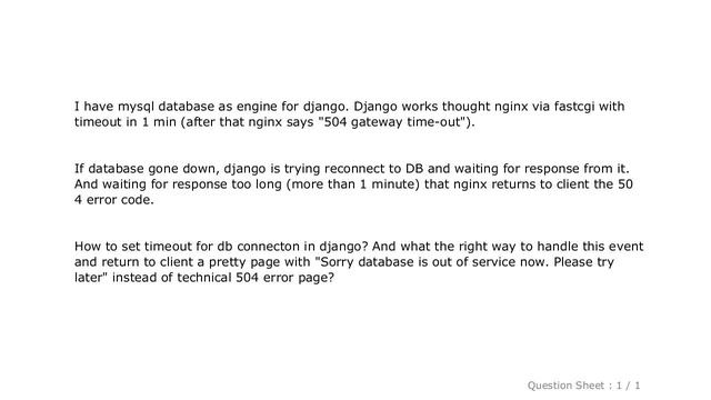 Django : How to set timeout for database connection in django смотреть онлайн