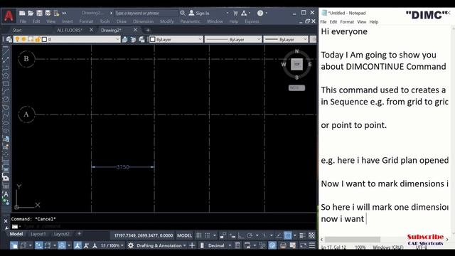 DIMCONTINUE command in autocad | Continue Dimensions | Cad Shortcuts смотреть онлайн