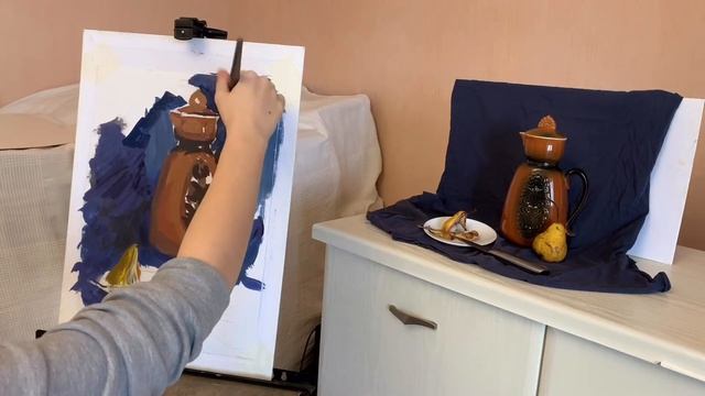 Рисуем натюрморт гуашью Этюд живопись смотреть онлайн