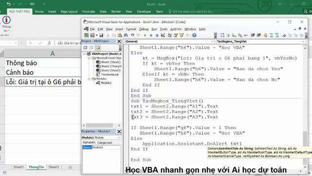 Bài 6 - Tạo Msgbox thông báo trong VBA tiếng việt смотреть онлайн