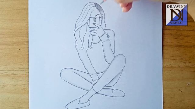 How to draw a Sitting girl Taking selfie | Pencil Sketch for beginner | Girl easy drawing Tutorial смотреть онлайн