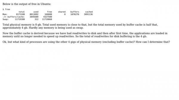 Unix & Linux: buffer cache and free memory