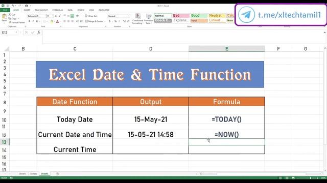 EXCEL DATE AND TIME FUNCTION | EXCEL FORMATTING TRICKS | TODAY | NOW | EXCEL FORMULAS | XL TECH смотреть онлайн