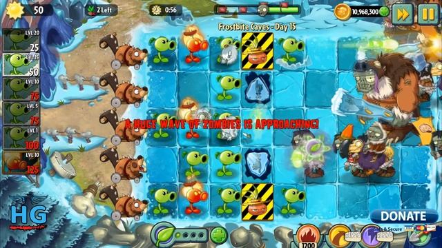 Plants vs Zombies 2 Peashooters' Rampage Frostbite Caves 15 [Protect Plants & More] смотреть онлайн