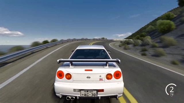 1999 Nissan Skyline GTR R34 V-Spec crusing on Pacific Coast Highway | Assetto Corsa смотреть онлайн
